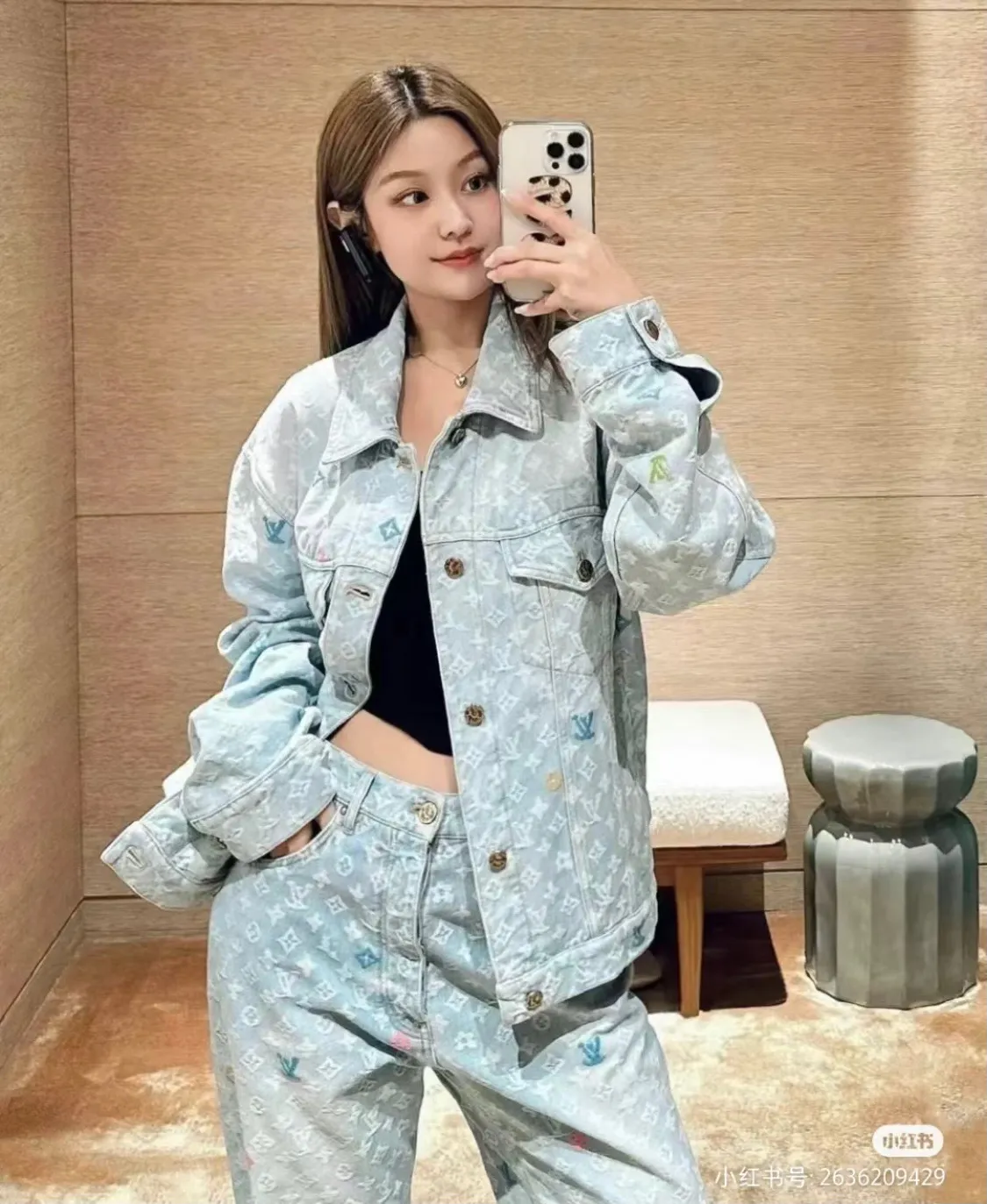 Louis Vuitton/Louis Vuitton Tyler joint old flower jacquard embroidered denim jacket